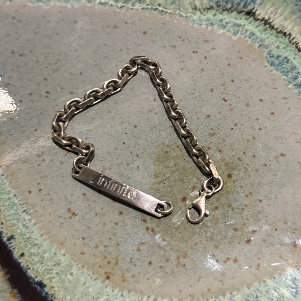 DEGS&SAL Sterling Silver ID Bracelet 7” infinite Italy